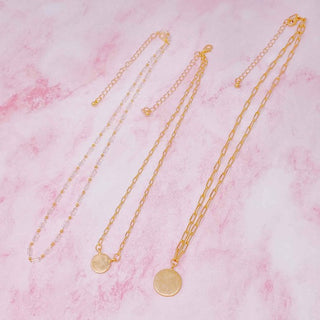 Disc & Beaded Chain Necklace Set Of 3