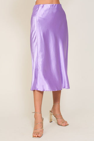 Satin Midi Flare Skirt