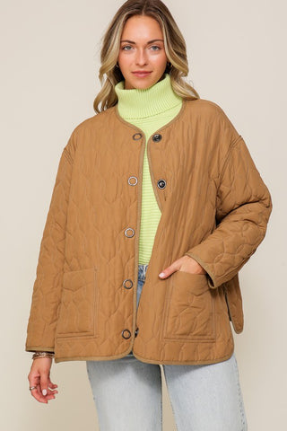 Quilted Puffer Jacket with Pockets