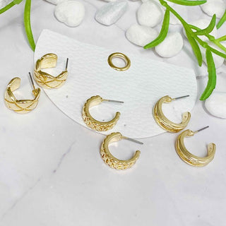 Special Edition Textured Hoop Earrings Set Of 3