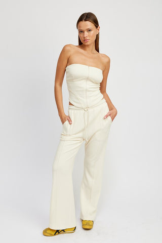 HIGH WAIST PANTS WITH DRAWSTRINGS