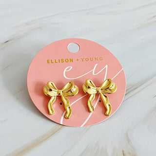 Gold Molten Ribbon Earrings