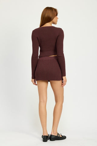 RIBBED KNIT MINI SKIRT