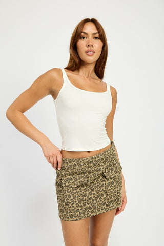 PRINTED FRONT POCKET MINI SKIRT