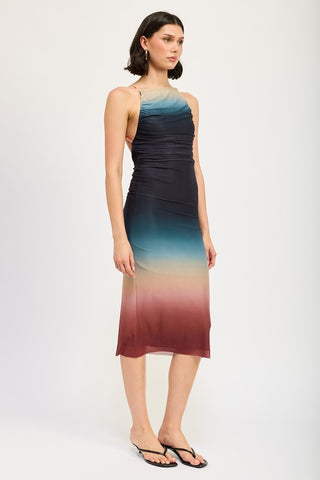 HALTER NECK OMBRE MAXI DRESS