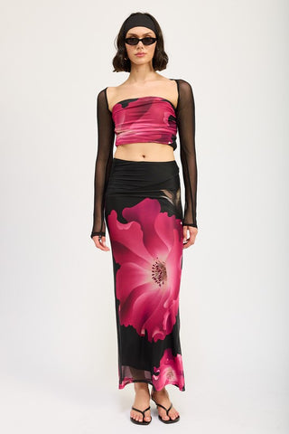 ASYMMETRIC RUCHED MAXI SKIRT