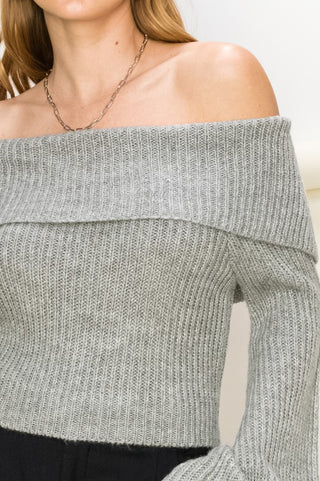 Tease Me Ribbed Off-Shoulder Sweater