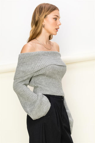 Tease Me Ribbed Off-Shoulder Sweater