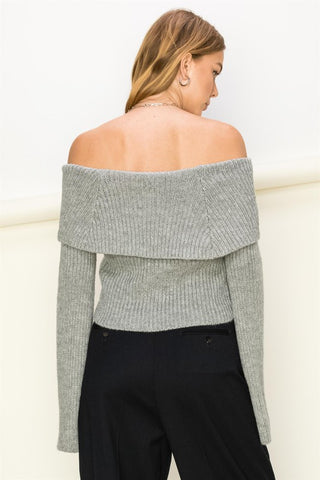 Tease Me Ribbed Off-Shoulder Sweater