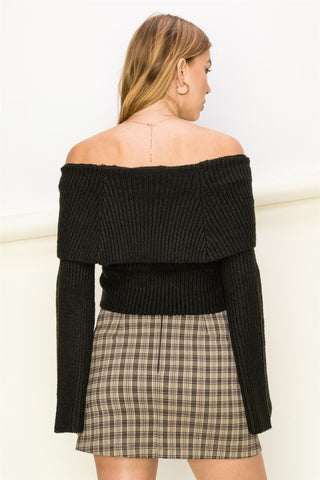 Tease Me Ribbed Off-Shoulder Sweater