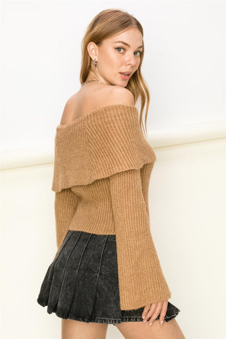 Tease Me Ribbed Off-Shoulder Sweater